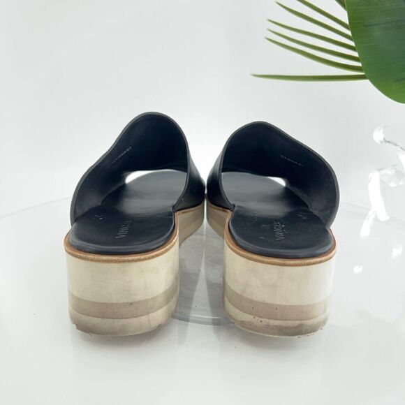 Vince Sarria Sandals Women's Size 9.5 Black Leather Platform Slide Comfy Wedge - Picture 10 of 16